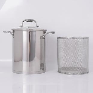 维乐仕18/10不锈钢高深汤锅炖锅汤桶芦笋锅16/20cm带炸篮隔渣篮子