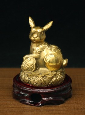 黄铜地支十二生肖猪兔羊三合贵人局摆件亥卯未纯铜风水用品工艺品
