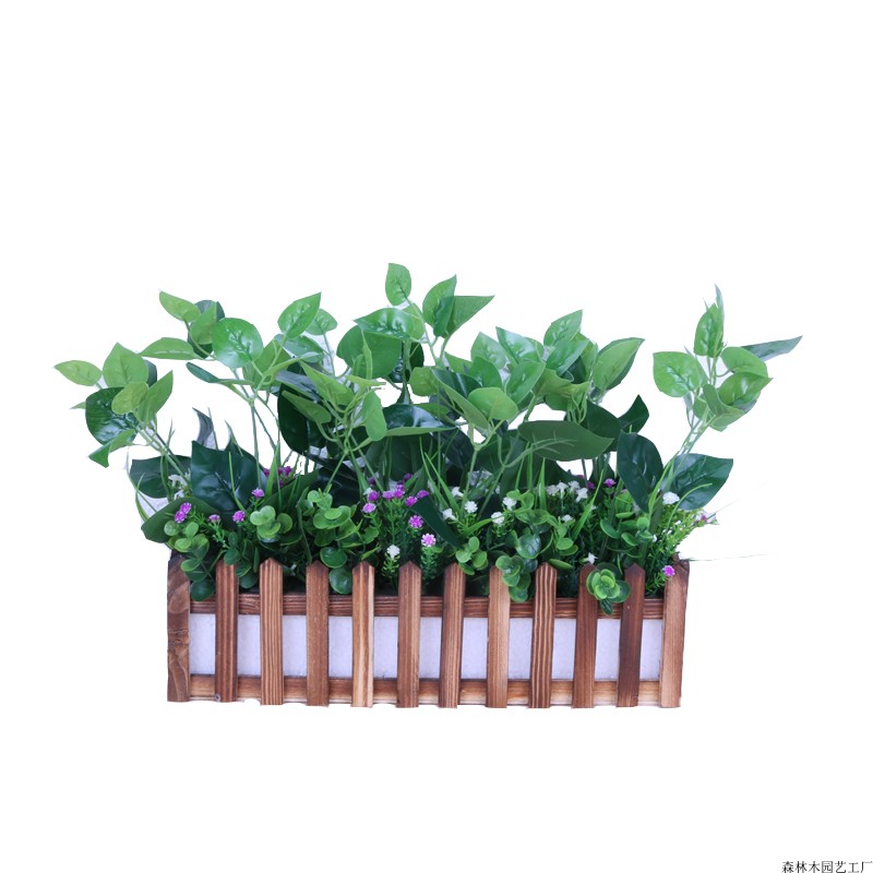 幼儿园木栅栏仿真l花套装摆件商场美陈装饰植物花婚庆场地布置假