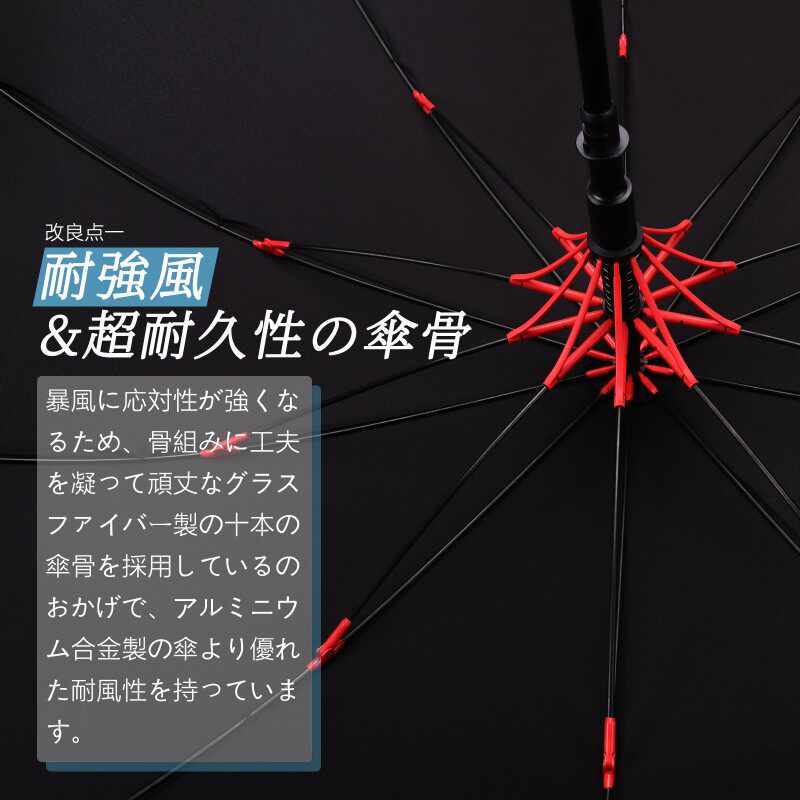 日系原单自动大雨伞黑色长伞超大伞面抗风加固男女通W用双人长柄