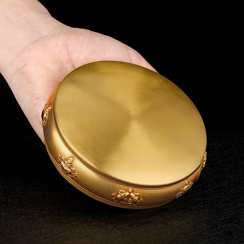 喇荣学院升级加h厚八吉祥纯铜曼扎盘带托盘曼茶盘供修盘中号12cm