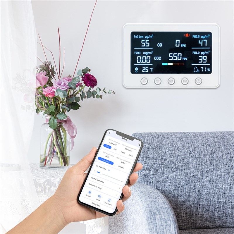 家用多功能气体检测仪一氧化碳二氧化碳粉尘花粉异味温湿度报警器