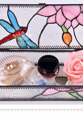 定制彩色玻璃手工蒂凡尼ins玫瑰收纳首饰盒客厅装饰复古摆件礼物