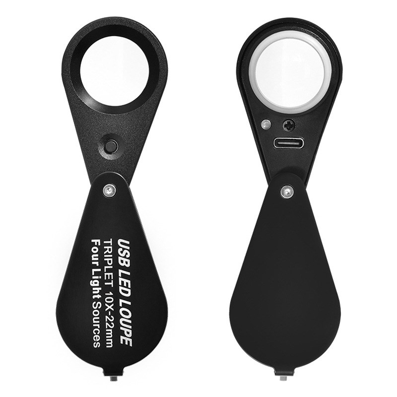 充电四色光源13LED灯r30倍高档放大镜珠宝钻石古玩玉器鉴定10倍20