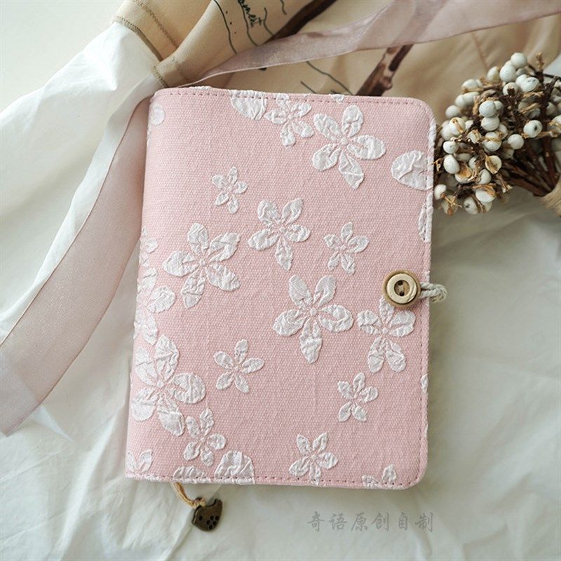 布艺面粉色花朵A5A6活页线装本文艺复古手账本子手工随身记事本,文具电教/文化用品/商务用品,笔记本/记事本,淘宝优惠券,粉丝福利购,淘宝优惠卷