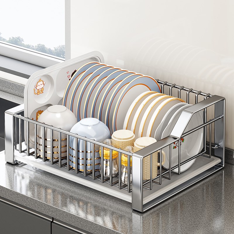 304不锈钢碗碟收纳架厨v房置物架沥水篮晾碗架碗筷碗盘沥水架