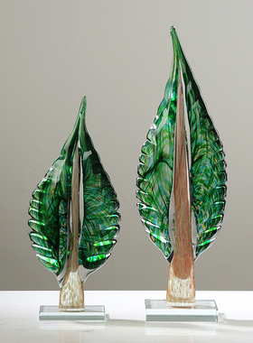 现代琉璃轻奢艺术树叶摆件简约电视柜别墅客厅R玄关装饰桌面摆设