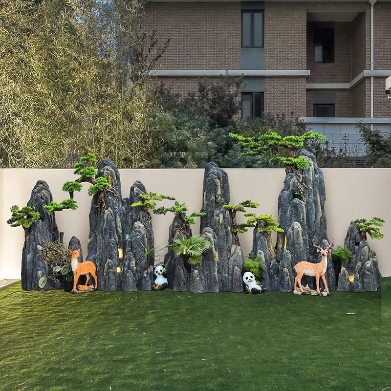 (新客立减)彷真假山石头造景室内户外庭院布置鱼池摆件迎客松布景,家居饰品,流水摆件,淘宝优惠券,粉丝福利购,淘宝优惠卷