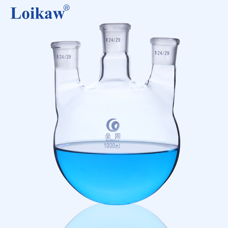 垒固 高硼硅玻璃直三口g圆底烧瓶三颈厚壁反应瓶蒸馏烧瓶50 100 2