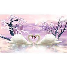 钻石画2021满钻新款客厅卧室天鹅秀钻粘画裱框水晶十字绣2020床头