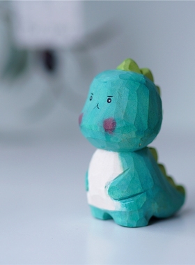 Joe小恐龙小怪兽木雕可爱手作装饰 纯手工 生日礼物实木桌面摆件