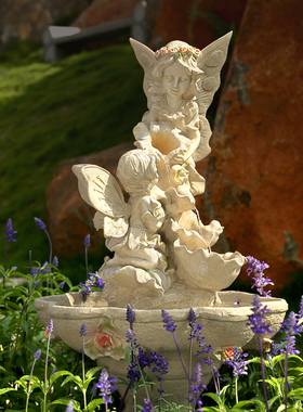 户外别墅花园庭院阳台装饰布置会所客厅招财家居落地流水景观摆件