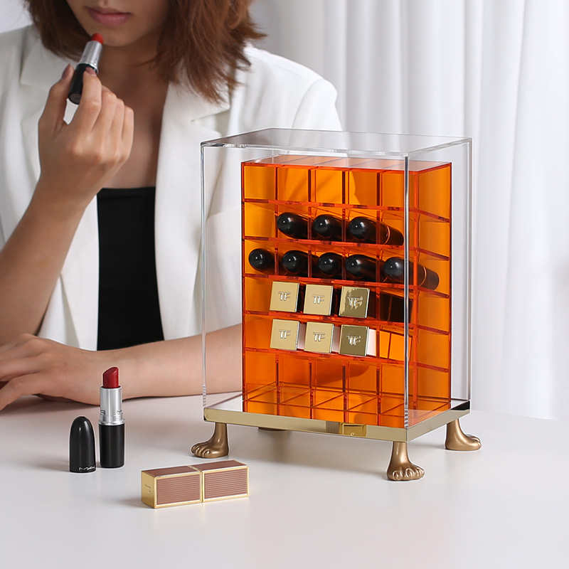 空之喵喵口红收纳盒亚克力斜插z格子立式桌面ins风轻奢装放的架