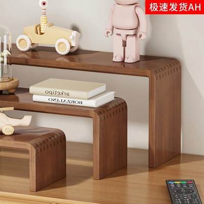 实木U型置物架柜内分层架分隔架桌面展示L收纳架阶梯增高架子木质