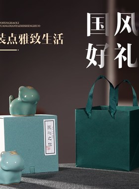 钧瓷布偶虎摆件生肖可爱窑变桌面装饰中式吉祥物五虎上将创意礼物