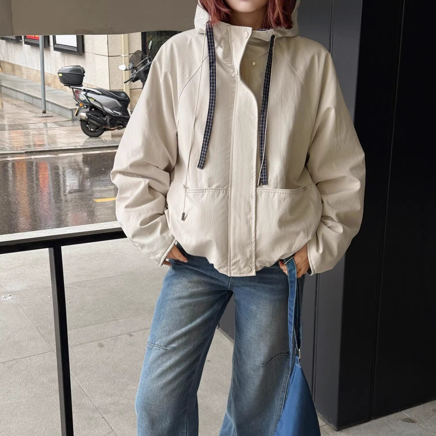韩版格子拼接派克服外套女加厚保暖宽松小个子时尚夹棉超好看棉服