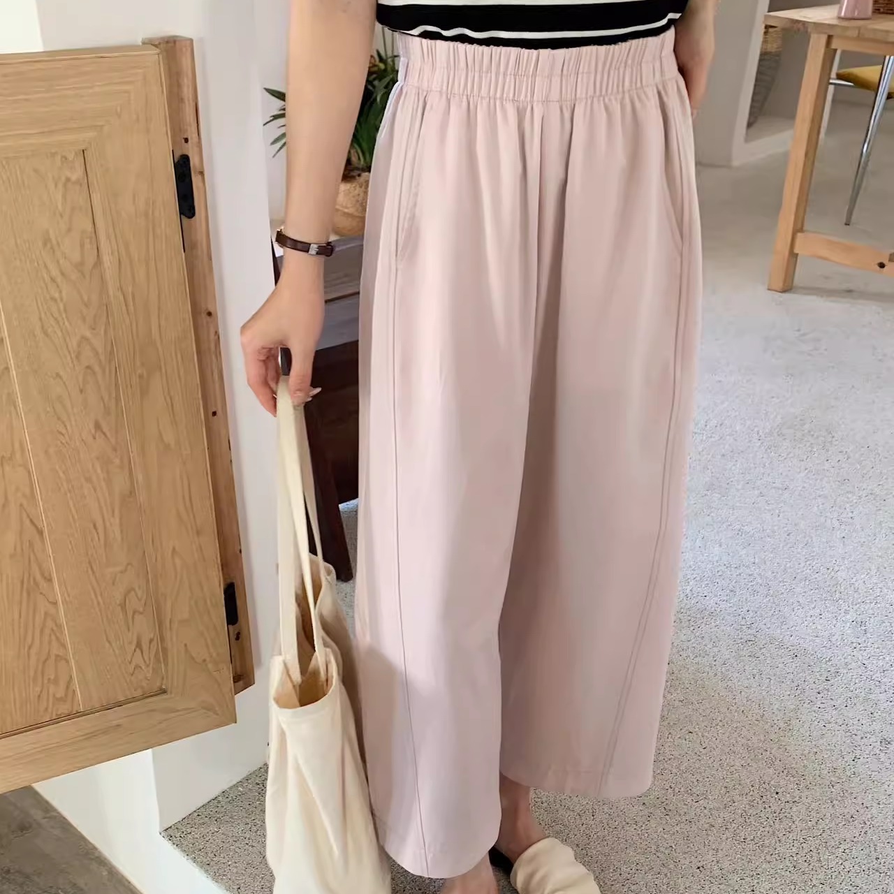 天丝垂感阔腿裤女2025新款高腰休闲宽松小个子直筒裤子软糯九分裤