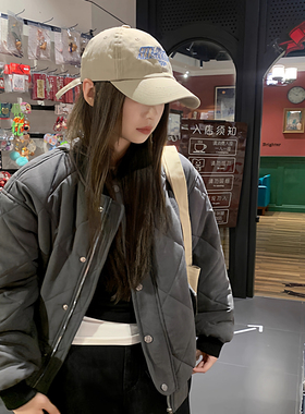 韩系撞色加厚棉服外套女2025新款宽松小个子洋气超好看保暖棉衣潮
