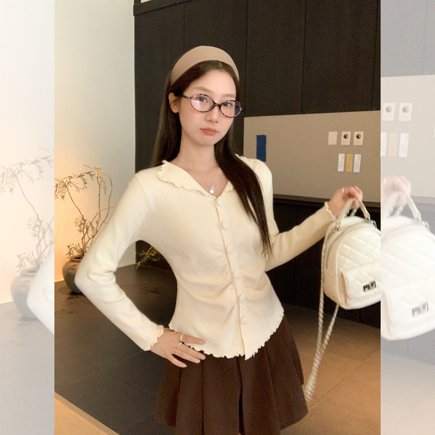 法式小香风翻领木耳边打底衫女2025新款针织保暖显瘦内搭洋气毛衣,女装/女士精品,T恤,淘宝优惠券,粉丝福利购,淘宝优惠卷