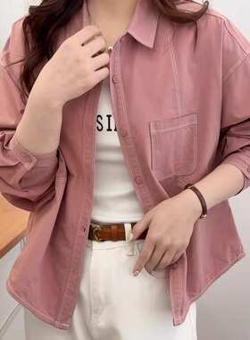 小个子上衣女韩版休闲显瘦牛仔衬衫外套Polo领衬衣2025春秋新款薄