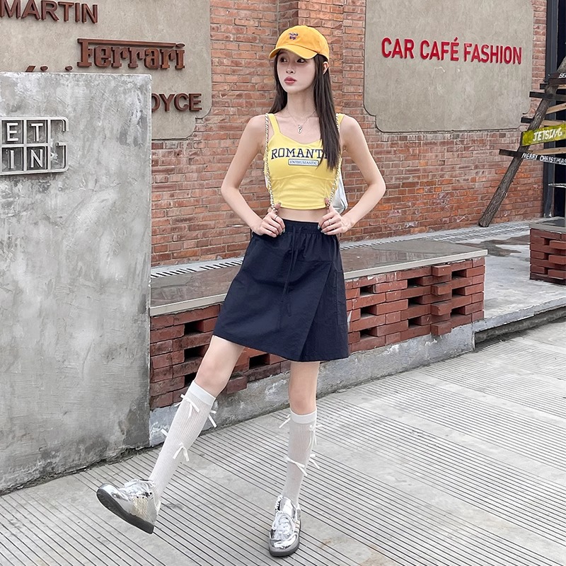冰丝工装休闲裙裤女小个子显瘦夏垂感五分阔腿裤薄款高腰a字短裤