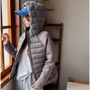 轻薄连帽排骨羽绒服女修身设计感宽松小个子加厚保暖棉服洋气外套