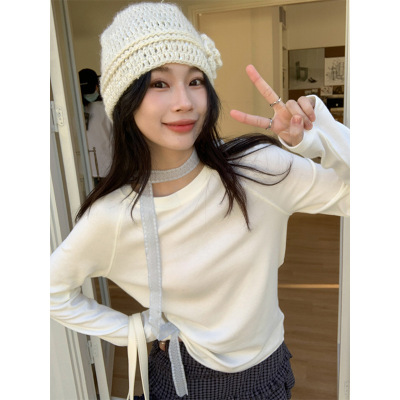 德绒圆领拼接打底衫女内搭基础款