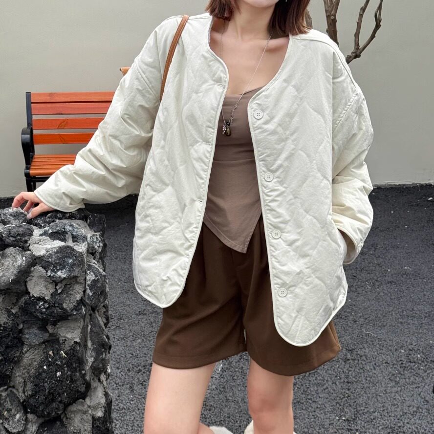 圆领羊羔毛时尚加厚棉服外套女2026新款宽松皮毛一体拼接洋气上衣