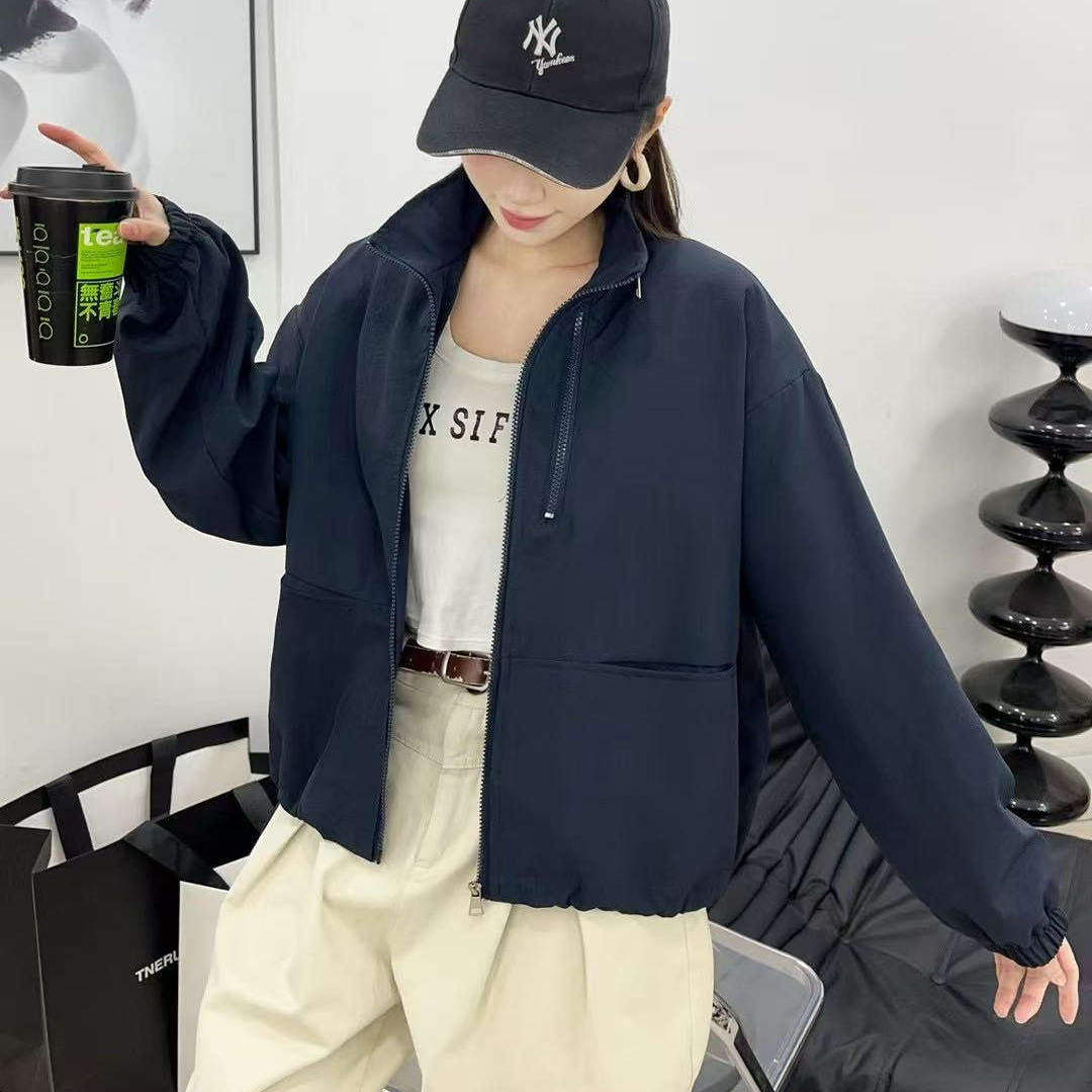 小个子立领设计感短款外套女春秋薄款百搭宽松显瘦高级感夹克上衣,女装/女士精品,短外套,淘宝优惠券,粉丝福利购,淘宝优惠卷