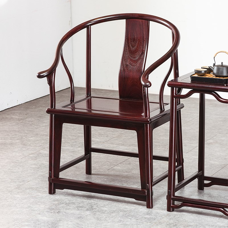 赞比亚血檀家具圈椅全实木中式围椅非洲小叶紫檀休闲椅太师椅单椅