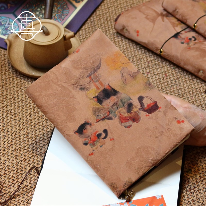 真我 熊猫雅集 非遗香云纱桑蚕丝手账本手工书衣日记本笔记本a5a6