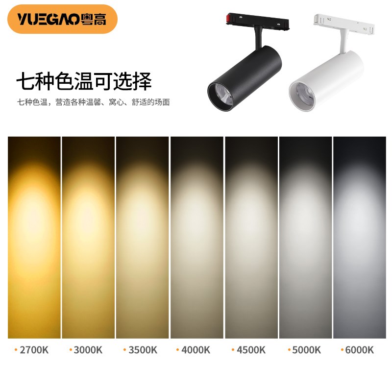 磁吸轨道灯leid射灯店铺商用20w30瓦高显色超亮圆形聚光导轨射灯