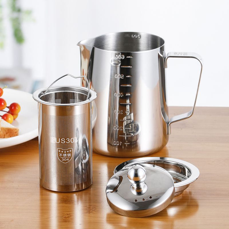 304不锈钢咖啡壶拉花杯尖嘴打C奶泡杯带滤网刻度旅行泡茶壶煮壶