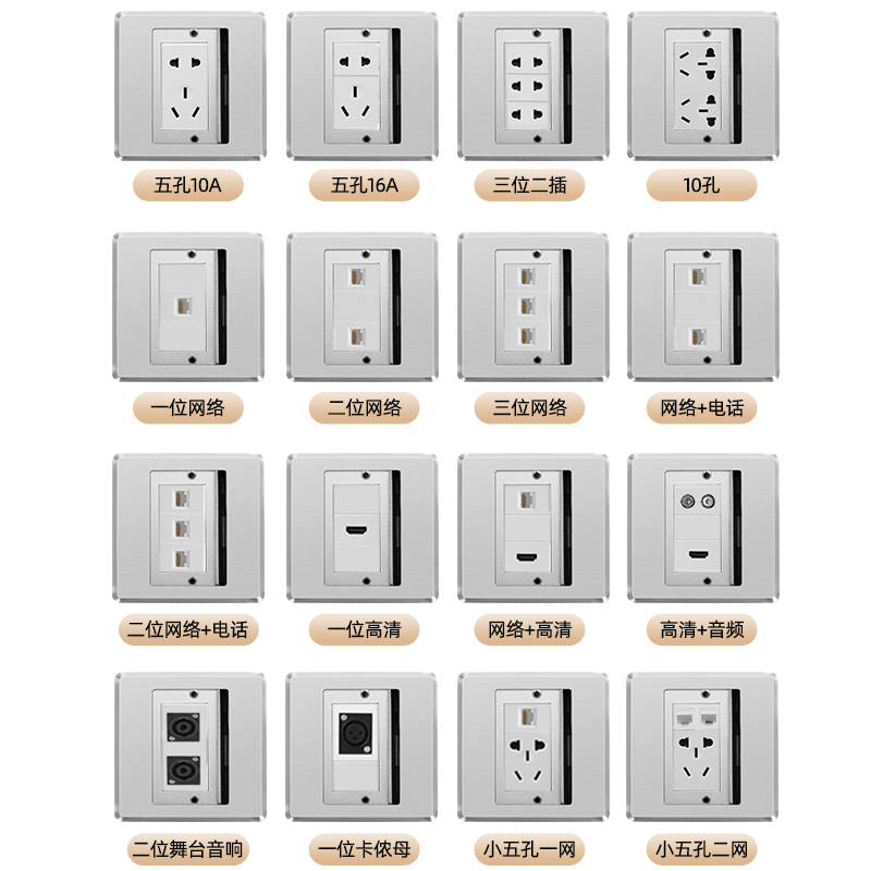 TERIUeX地插座不锈钢地插单门防水隐藏式地面插座五孔电话网络地