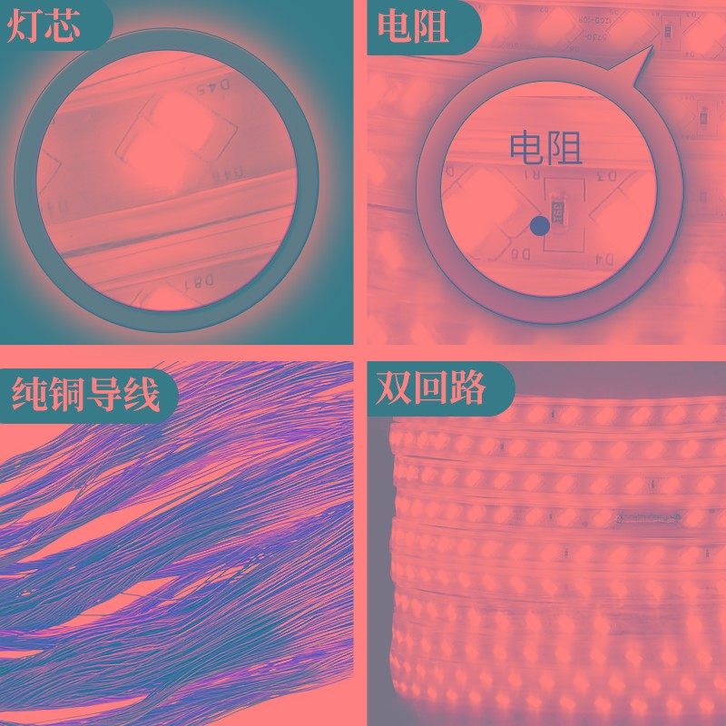 led灯带220v超亮5730双排中性光4000K工程家用商用自然光软灯带条