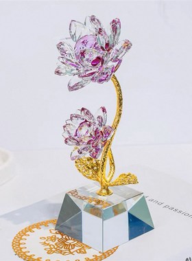 好运莲莲高档轻奢水晶摆件