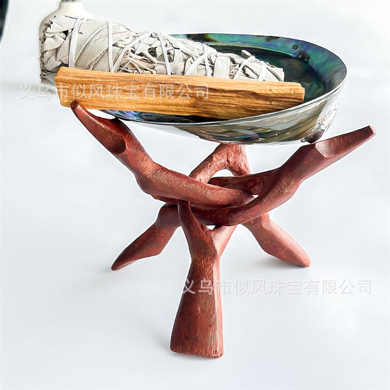 鼠尾草圣木棒燃烧工具红r木支架原木支架三角架摆件底座手工工艺