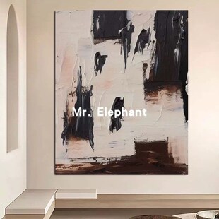 XXS.ART 墨雅油画手绘客厅背景墙抽象画无框画玄关餐厅侘寂落地画