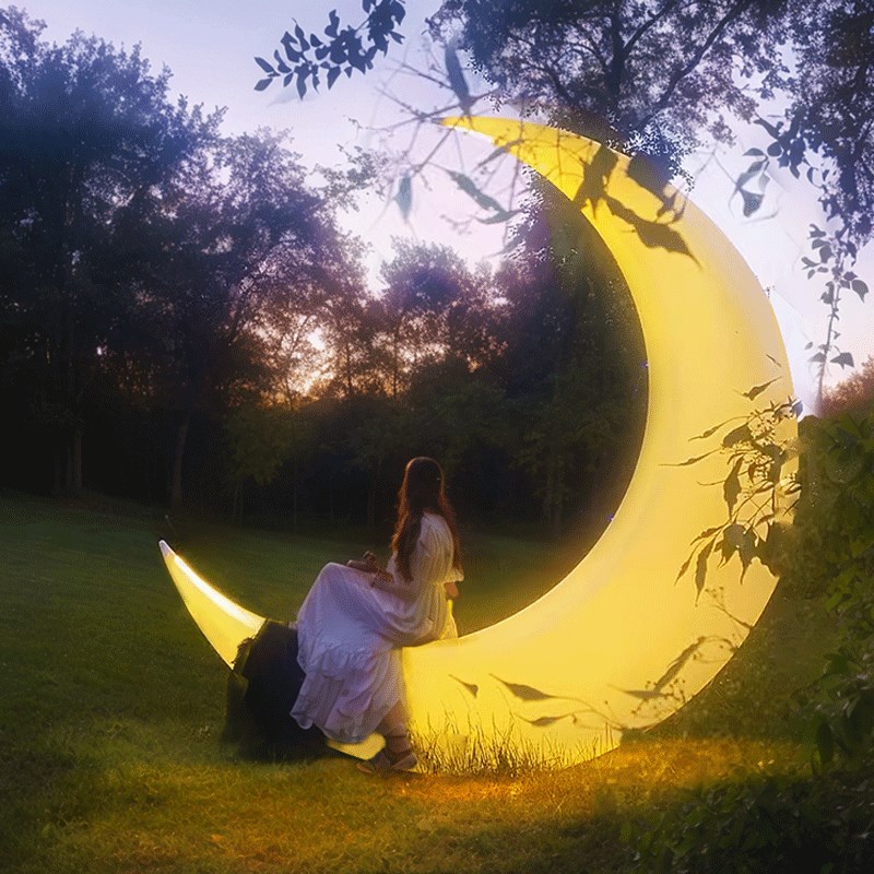 太阳能草坪灯户外防水落地月牙灯庭院装饰氛围灯网红.花园月亮灯