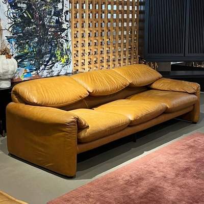 中古风设计师真皮沙发