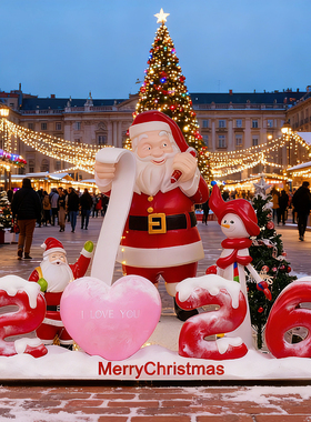 网红圣诞节主题雪人雕塑装饰摆件