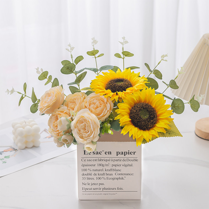 向日葵仿真花假花摆件客厅桌面花艺摆设牡丹尤加利家居电视柜装饰