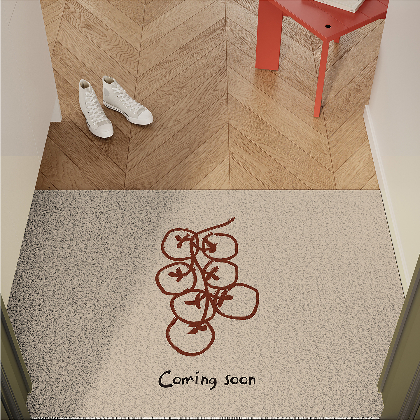 韩系简约手绘水果入户门丝圈地垫