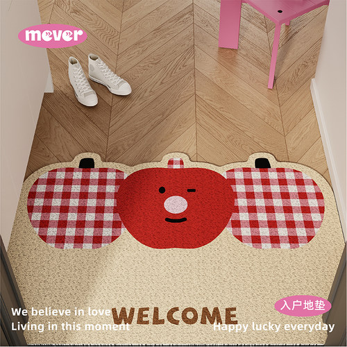 圣诞红苹果卡通入户丝圈防滑地垫