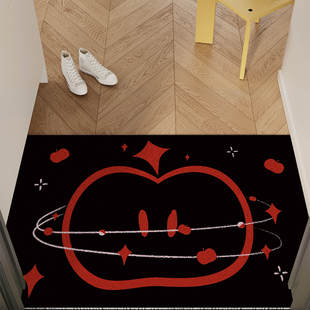 卡通甜酷苹果星入户地垫丝圈防滑耐脏脚垫进门玄关门口地毯可裁剪