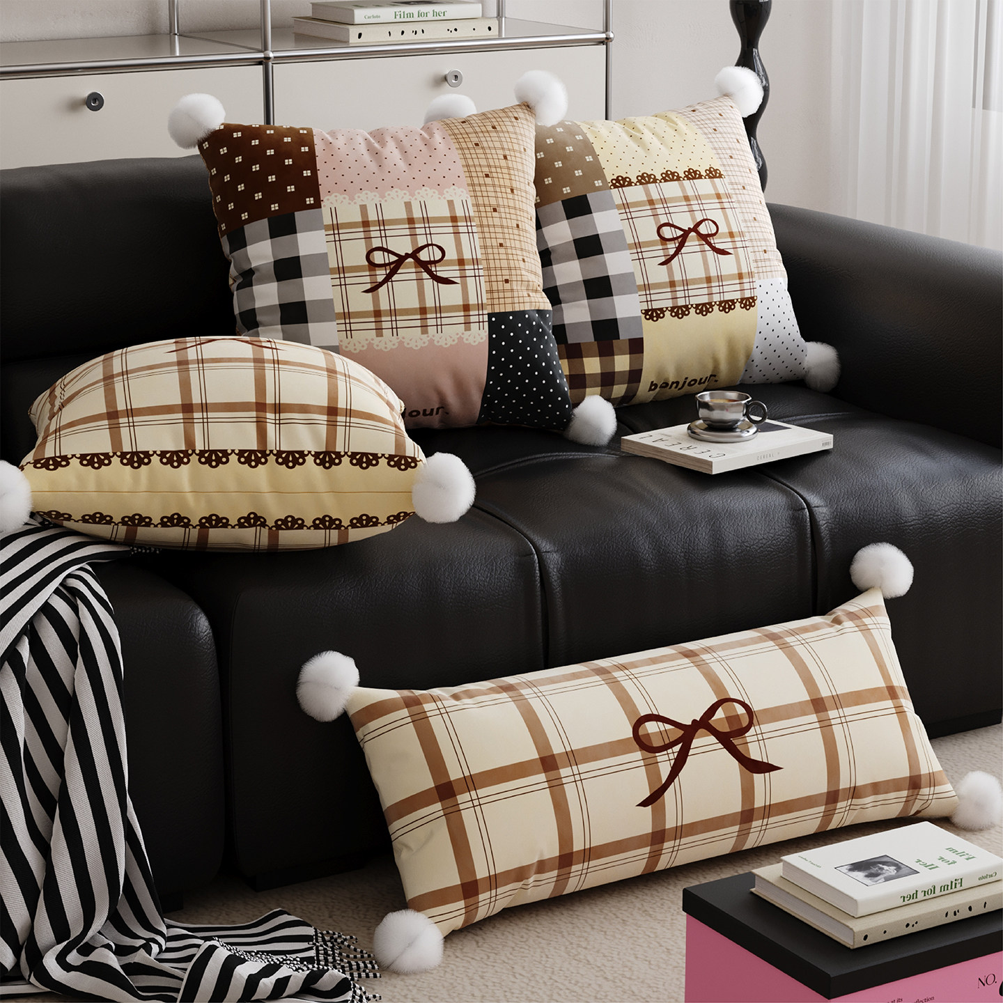 法式复古轻奢抱枕套沙发长条靠枕