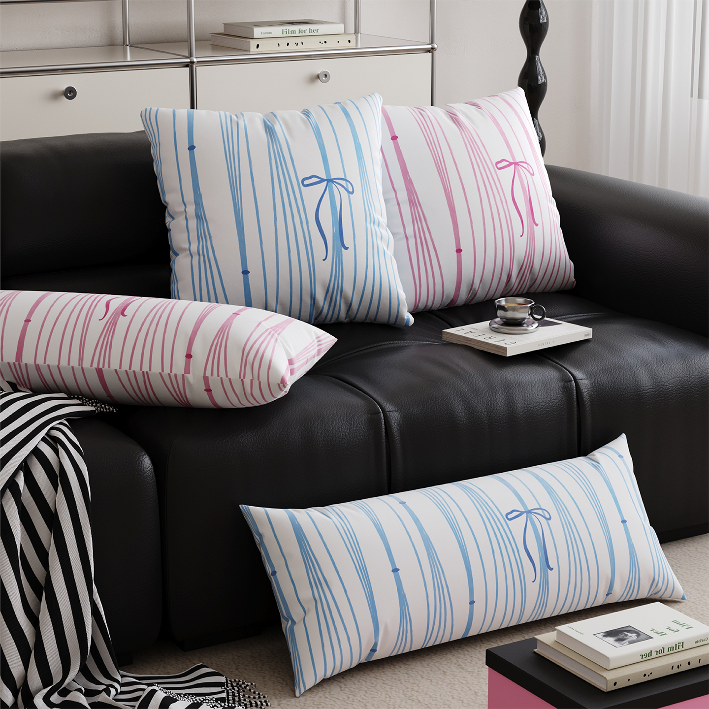 韩系ins风条纹抱枕套客厅大靠枕