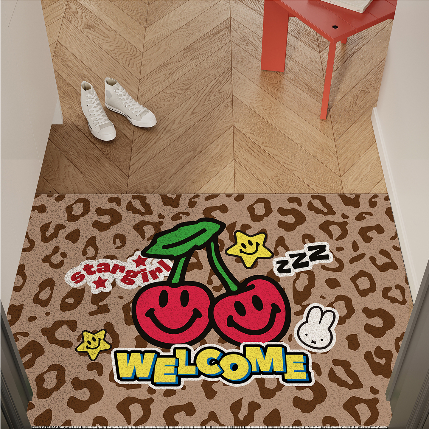 甜酷风入户地垫丝圈防滑耐脏脚垫