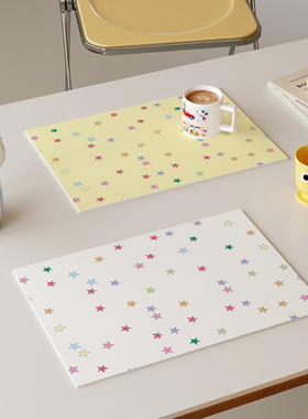 奶油ins风彩星西餐垫皮革防水防油防烫免洗高级感隔热垫小块杯垫