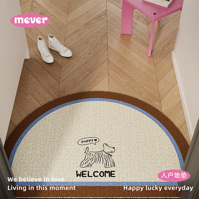 美拉德中古风丝圈地垫入户门垫半圆形防滑脚垫进门垫玄关大门口毯